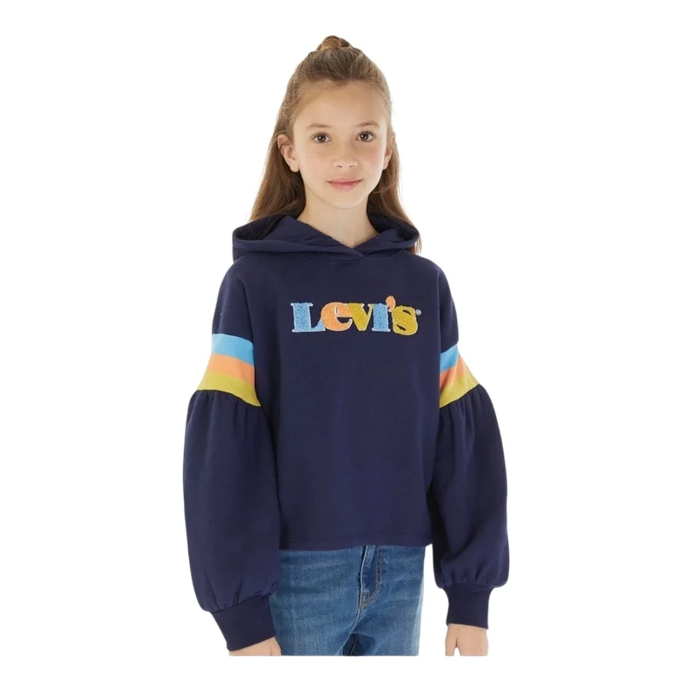 Levis Girls High Rise Fleece Hoodie Arm‎ Stripes Blue Yellow Size Medium 10/12